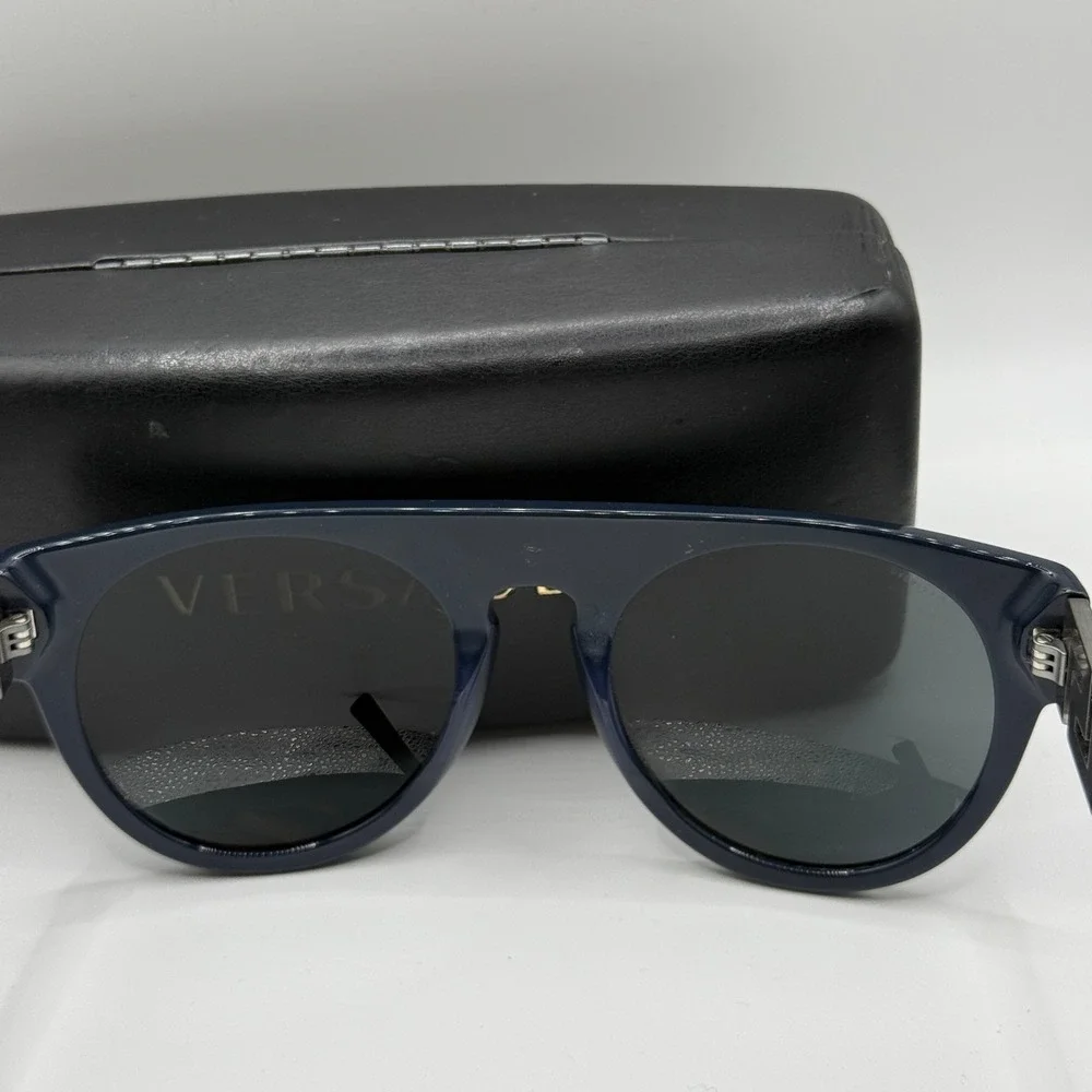 Versace MOD 4333 5230/87 Dark Blue Greca Logo Sunglasses Made in‎ Italy